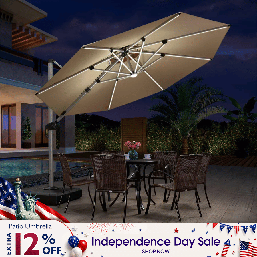 12 ft patio umbrella sale PURPLE LEAF Feet Double Top Deluxe Square Offset Hanging Umbrella Cantilever Umbrella Outdoor Market Garden, Terra : Patio, Lawn & Garden A perfect option for any patio Teak Umbrella - 12 ft.