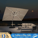 PURPLE LEAF Solar Powered Umbrella LED Rectangular Patio Umbrella with Lights