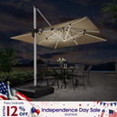 PURPLE LEAF Large Solar Yard Umbrellas Double Top Square Patio Umbrella with Lights
