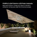 PURPLE LEAF Large Solar Yard Umbrellas Double Top Square Patio Umbrella with Lights