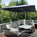 PURPLE LEAF Large Solar Yard Umbrellas Double Top Square Patio Umbrella with Lights