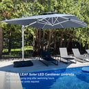 PURPLE LEAF Large Solar Yard Umbrellas Double Top Square Patio Umbrella with Lights