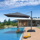 PURPLE LEAF 8 x 8 ft Swimming Pool Umbrella Outdoor Patio Cantilever Umbrella with Base