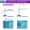 PURPLE LEAF 8 x 8 ft Swimming Pool Umbrella Outdoor Patio Cantilever Umbrella with Base