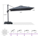 PURPLE LEAF 8 x 8 ft Swimming Pool Umbrella Outdoor Patio Cantilever Umbrella with Base