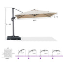 PURPLE LEAF 8 x 8 ft Swimming Pool Umbrella Outdoor Patio Cantilever Umbrella with Base