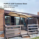PURPLE LEAF Lateral Tilt Patio Umbrella with Base, 360° Swivel Cantilever Umbrella with Stand