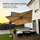PURPLE LEAF Lateral Tilt Patio Umbrella with Base, 360° Swivel Cantilever Umbrella with Stand