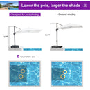 PURPLE LEAF 8 x 8 ft Swimming Pool Umbrella Outdoor Patio Cantilever Umbrella with Base