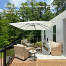 PURPLE LEAF Lateral Tilt Patio Umbrella with Base, 360° Swivel Cantilever Umbrella with Stand