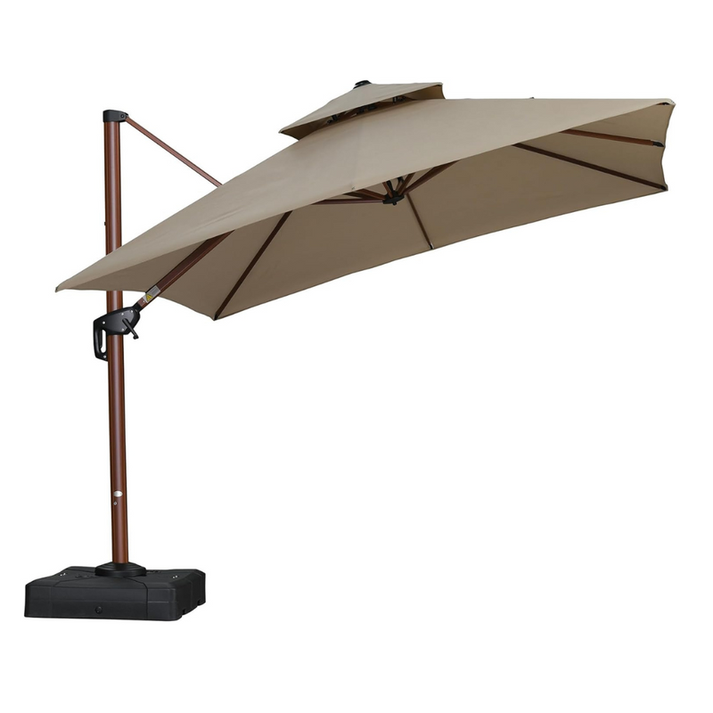 PURPLE LEAF SUNBRELLA Cantilever Umbrella Deluxe Wood Pattern Patio Umbrella