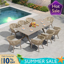 PURPLE LEAF 7/9/11 Pieces Outdoor Dining Set Aluminum Table & Wicker Rattan Chairs Modern Patio Furniture Set for Deck