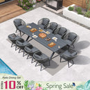 PURPLE LEAF Patio Dining Sets with Aluminum Frame Table & Handwoven Wicker Chairs Grey