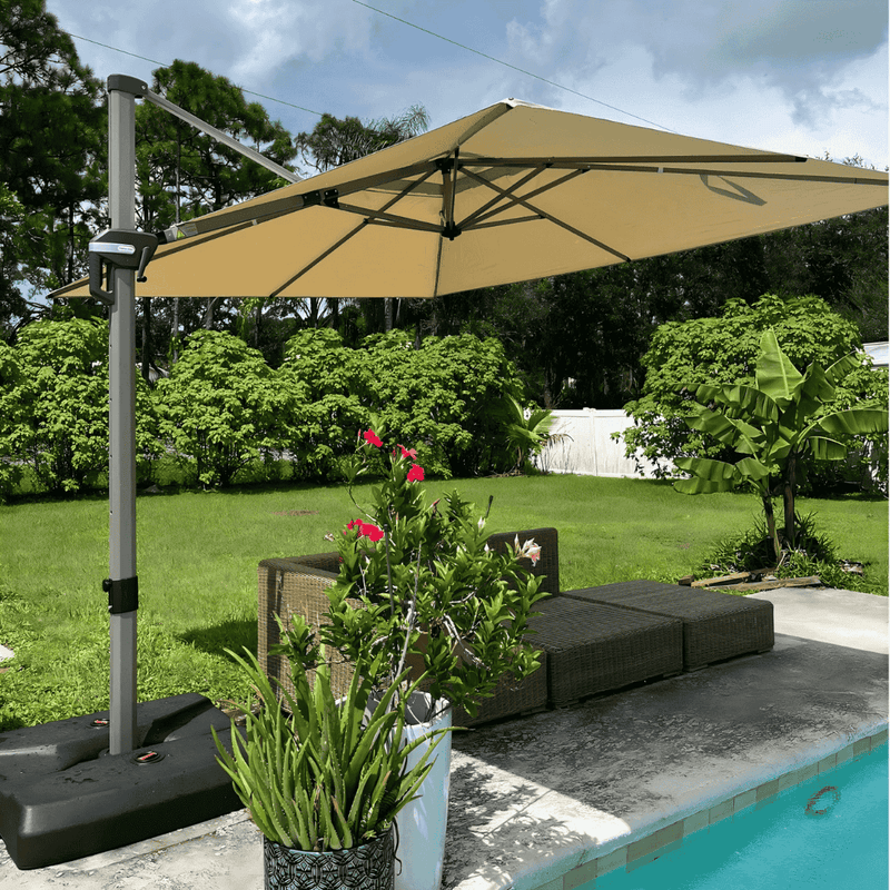 PURPLE LEAF Deluxe Aluminum Outdoor Patio Umbrella Square Cantilever Umbrellas