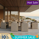 PURPLE LEAF Sanori Patio Dining Set Modern Large Weather-Resistant Table and Aluminum Chairs with Cushions for Garden Beige