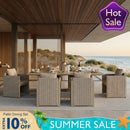 PURPLE LEAF Sanori Patio Dining Set Modern Large Weather-Resistant Table and Aluminum Chairs with Cushions for Garden Beige