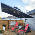 PURPLE LEAF Large Solar Yard Umbrellas Double Top Square Patio Umbrella with Lights
