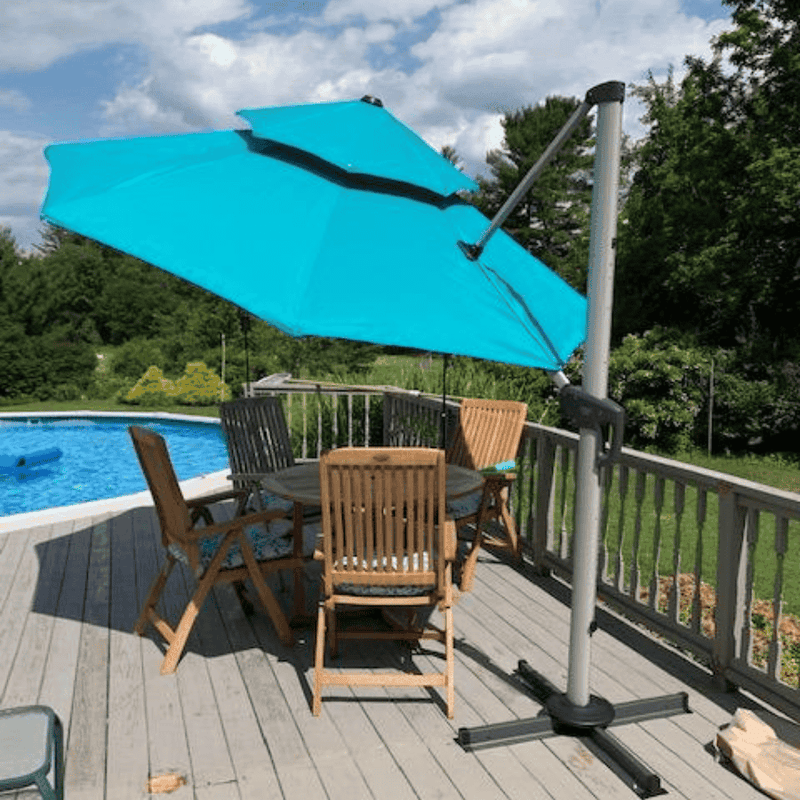 PURPLE LEAF Large Round Patio Cantilever Umbrella for Deck, Pool, Backyard