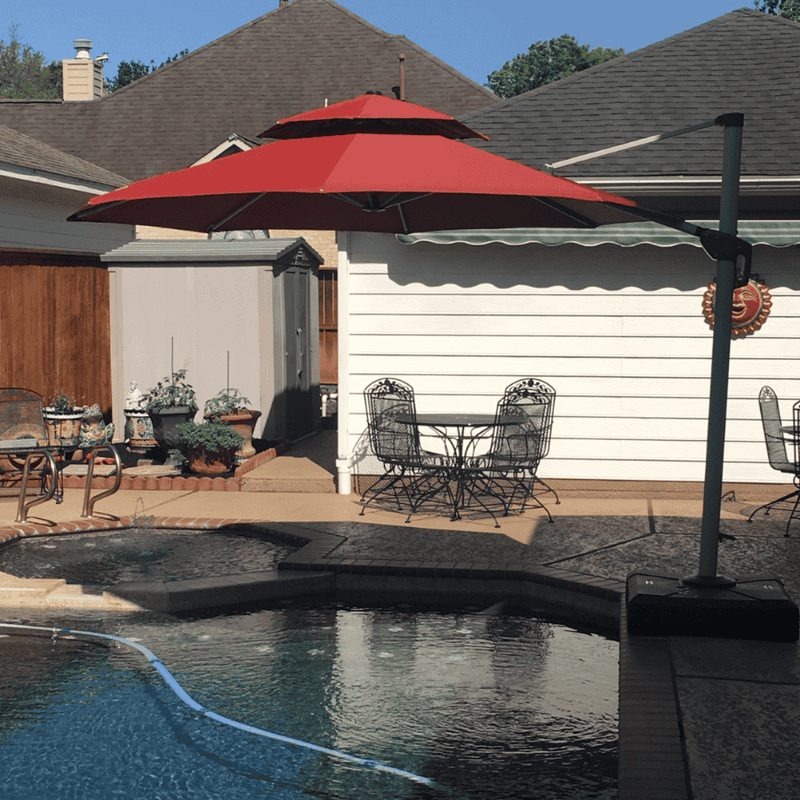 PURPLE LEAF Large Round Patio Cantilever Umbrella for Deck, Pool, Backyard