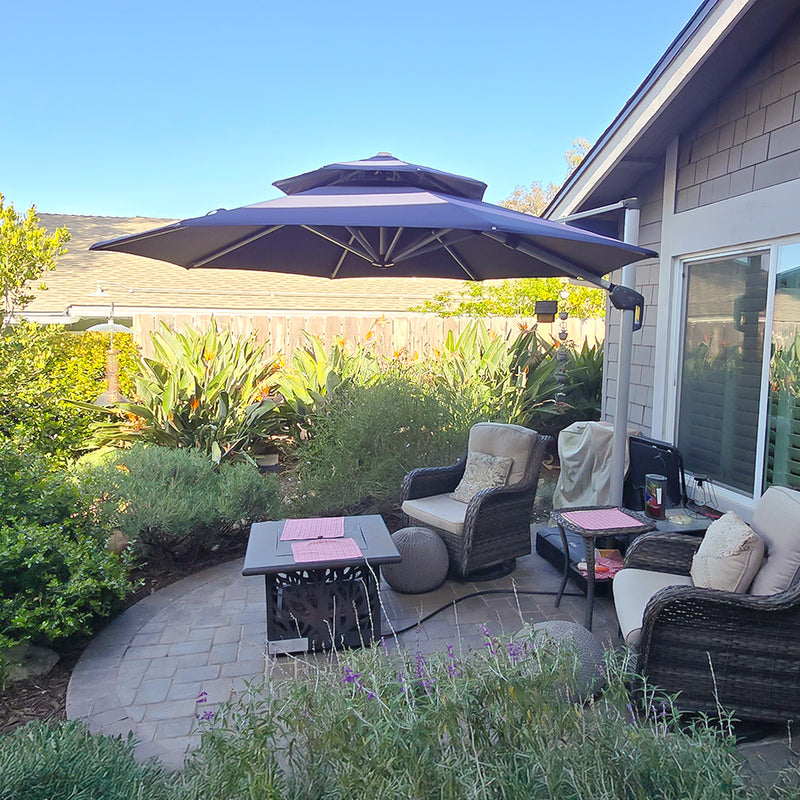 PURPLE LEAF Round Cantilever Patio Umbrella Heavy Duty Umbrella for Porch Garden Pool
