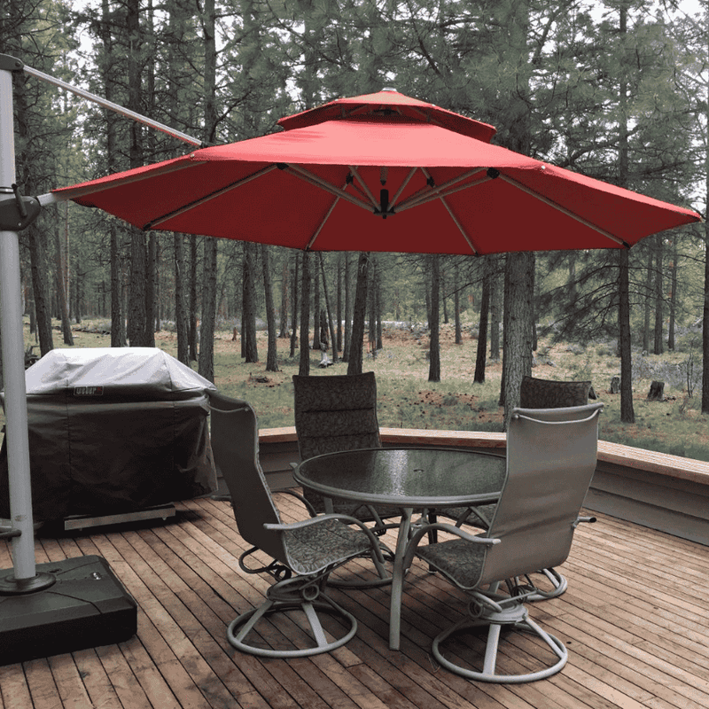 PURPLE LEAF Large Round Patio Cantilever Umbrella for Deck, Pool, Backyard