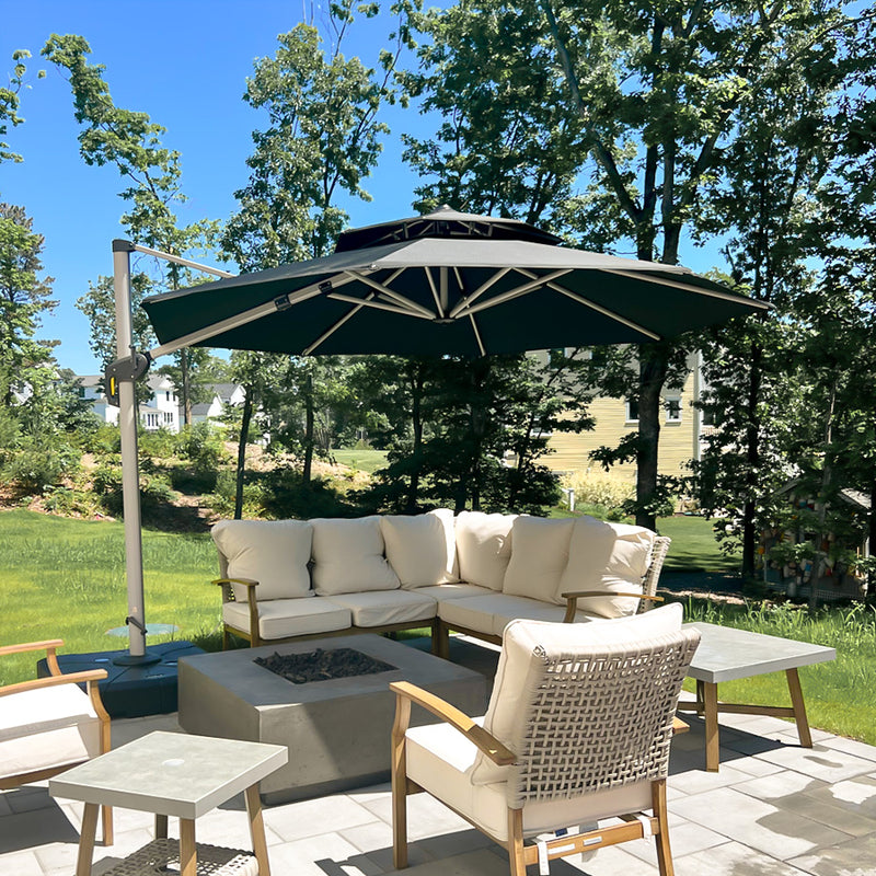 PURPLE LEAF Round Cantilever Patio Umbrella Heavy Duty Umbrella for Porch Garden Pool