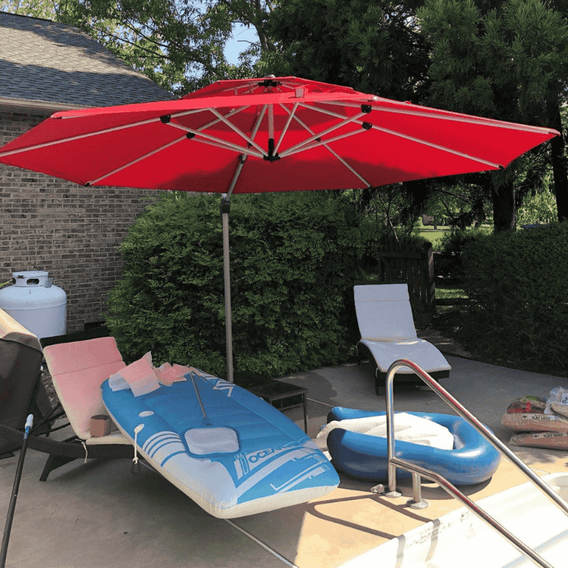 PURPLE LEAF Large Round Patio Cantilever Umbrella for Deck, Pool, Backyard