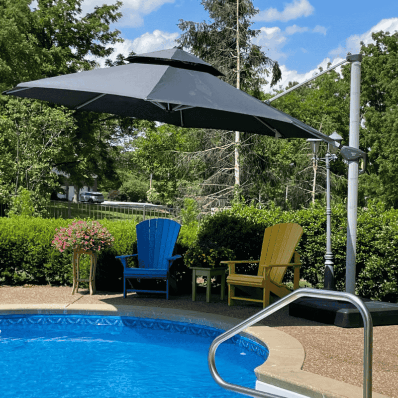 PURPLE LEAF Large Round Patio Cantilever Umbrella for Deck, Pool, Backyard