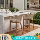 PURPLE LEAF Outdoor Bar Stools Counter Stools Rattan Bar Stools Chair with Backrest for Indoor or Outdoor, Kitchen lsland