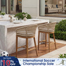 PURPLE LEAF Outdoor Bar Stools Counter Stools Rattan Bar Stools Chair with Backrest for Indoor or Outdoor, Kitchen lsland