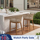 PURPLE LEAF Outdoor Bar Stools Counter Stools Rattan Bar Stools Chair with Backrest for Indoor or Outdoor, Kitchen lsland