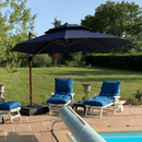 PURPLE LEAF Double Top 10 / 11 / 12 / 13 ft Round Aluminum Patio Umbrella in Wood Color