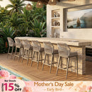 PURPLE LEAF Outdoor Bar Stool Set of 6, Wicker Chairs Bar Chairs with Cushion, All-Weather Patio Furniture kitchen stools