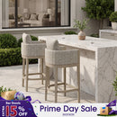 PURPLE LEAF Sanori Outdoor Bar Stools Set of 2 Modern Olefin Weaving Bar Chairs with Backrest Pillow for Patio, Poolside or Indoor