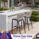 PURPLE LEAF Bar Stool Rattan Bar Stools Counter Stools with Back Metal Bar Height Stool Outdoor Bar Chair for Garden Kitchen