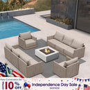 PURPLE LEAF Sanori Classical without Table Beige Patio Conversation Set with  Cushions and Ottoman for Deck