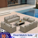 PURPLE LEAF Sanori Classical with Table Beige Patio Conversation Set with Cushions for Poolside