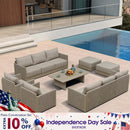 PURPLE LEAF Sanori Classical with Table Beige Patio Conversation Set with Cushions for Poolside