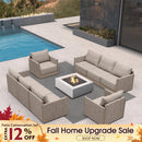 PURPLE LEAF Sanori Classical without Table Beige Patio Conversation Set with Cushions for Deck