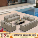 PURPLE LEAF Sanori Classical with Table Beige Patio Conversation Set with Cushions for Poolside