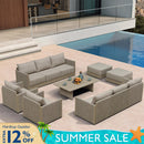 PURPLE LEAF Sanori Classical with Table Beige Patio Conversation Set with Cushions for Poolside