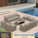 PURPLE LEAF Sanori Classical with Table Beige Patio Conversation Set with Cushions for Poolside