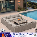 PURPLE LEAF Sanori U-Shaped Patio Couch Set Modular Sofa with Beige Cushions for Balcony