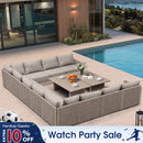 PURPLE LEAF Sanori U-Shaped Patio Couch Set Modular Sofa with Beige Cushions and Ottoman for Balcony
