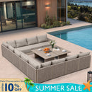 PURPLE LEAF Sanori U-Shaped Patio Couch Set Modular Sofa with Beige Cushions and Ottoman for Balcony