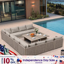 PURPLE LEAF Sanori U-Shaped Patio Couch Set Modular Sofa with Beige Cushions for Balcony