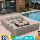 PURPLE LEAF Sanori U-Shaped Patio Couch Set Modular Sofa with Beige Cushions for Balcony