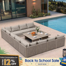 PURPLE LEAF Sanori U-Shaped Patio Couch Set Modular Sofa with Beige Cushions for Balcony