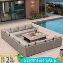 PURPLE LEAF Sanori U-Shaped Patio Couch Set Modular Sofa with Beige Cushions for Balcony