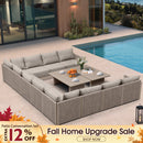 PURPLE LEAF Sanori U-Shaped Patio Couch Set Modular Sofa with Beige Cushions for Balcony